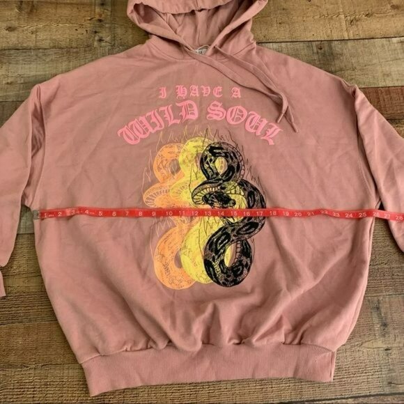 Bershka womens pink hooded sweatshirt pullover hoodie in pink with a snake - S - Picture 2 of 9